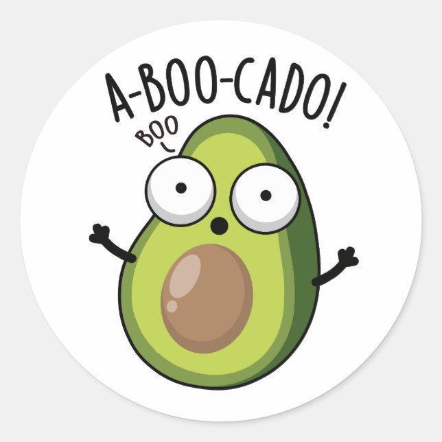 A-boo-cado Funny Avocado Scare Puns Runder Aufkleber (Vorderseite)