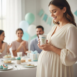 A Boy to Adore Watercolor Oak Leaf Baby Shower Pappbecher