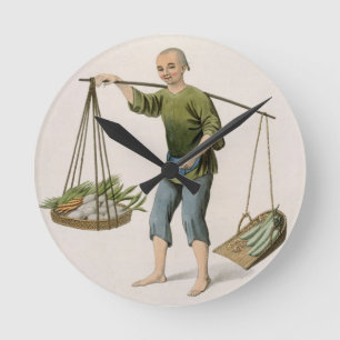 A Boy with Vegetables, plate 54 from 'The Costumes Runde Wanduhr