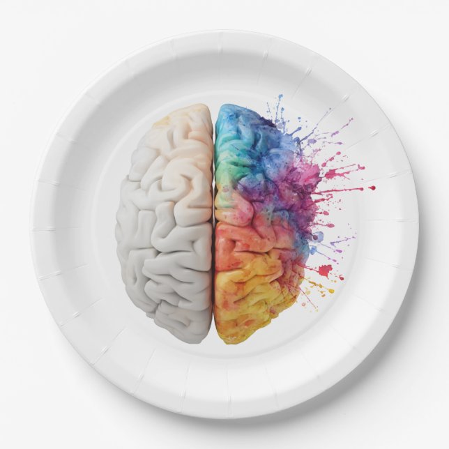 A brain divided between logical and creative sides pappteller (Vorderseite)