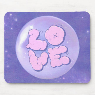 A Bright Bold mouse pad with a purple love design Mousepad