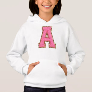 A - Bubblegum Glitzer Varsity Letter Patches Hoodie