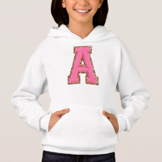 A - Bubblegum Glitzer Varsity Letter Patches Hoodie