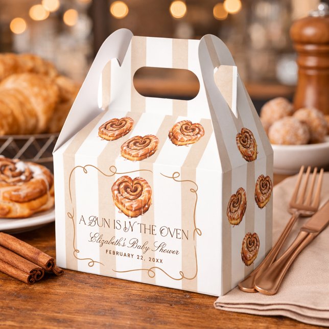 A Bun in the Oven Cinnamon Roll Theme Baby Shower Geschenkschachtel (A Bun in the Oven Cinnamon Roll Theme Baby Shower Favor Boxes)
