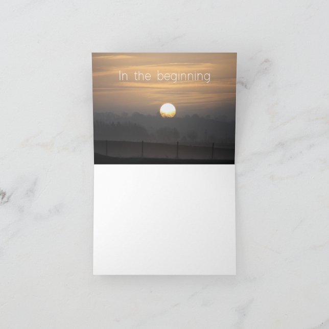 A card with the words 'In the beginning' Dankeskarte (Innenseite)