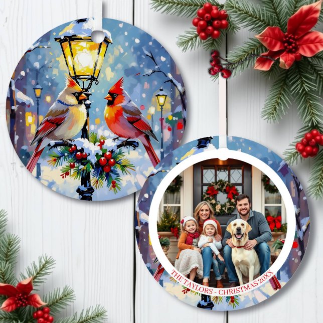 A Cardinal Christmas Photo Template Personalized Ornament Aus Metall (Von Creator hochgeladen)