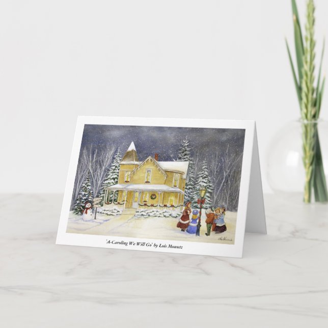 A-Caroling gehen wir Feiertagskarte (Vorderseite)