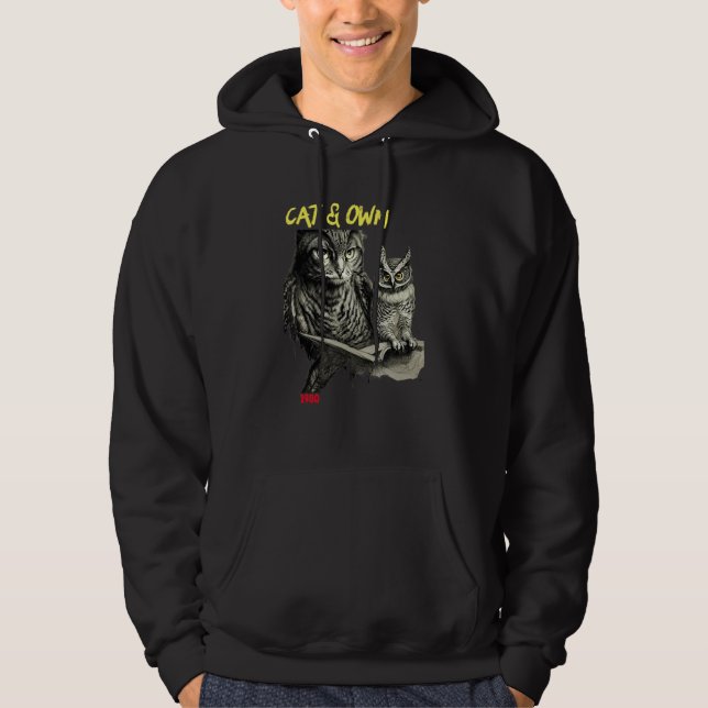 A Cat And An Owl  Owls And Cats Hoodie (Vorderseite)