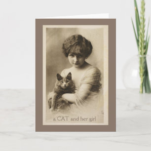 A Cat and Her Girl Vintage Note Cards Karte