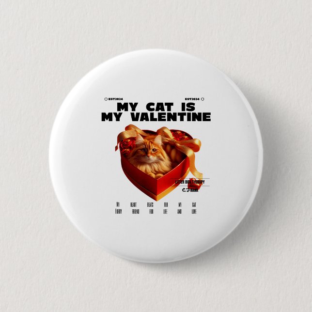 A Cat In The Box Therapy Happy Valentine Day Funny Button (Vorderseite)