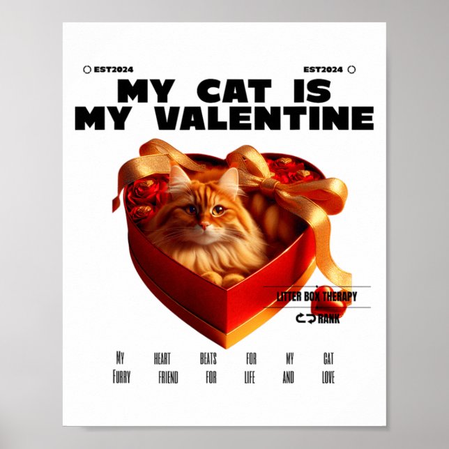 A Cat In The Box Therapy Happy Valentine Day Funny Poster (Vorne)
