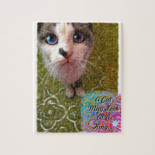 A Cat May Look At A King funny feline Puzzle