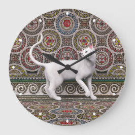 A cat on the mosaic large clock große wanduhr