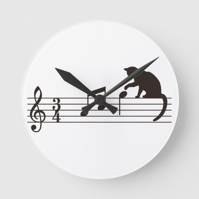A Cat Toying with Notes Runde Wanduhr (Vorderseite)