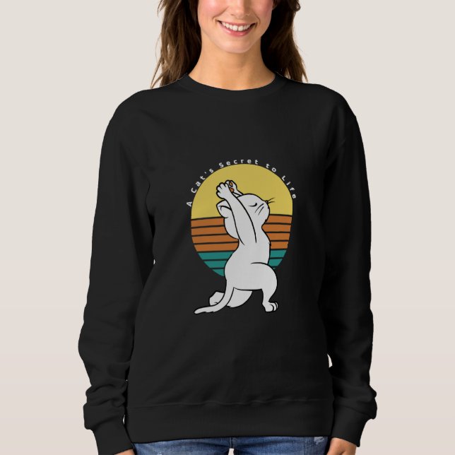 A Cat's Secret To Life Retro Yoga Cat Present Sweatshirt (Vorderseite)