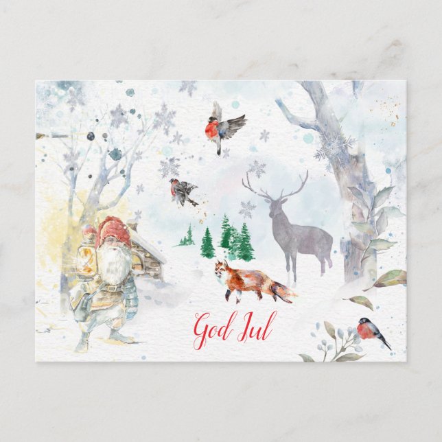 A charming Scandinavian winter gnome Postkarte (Vorderseite)