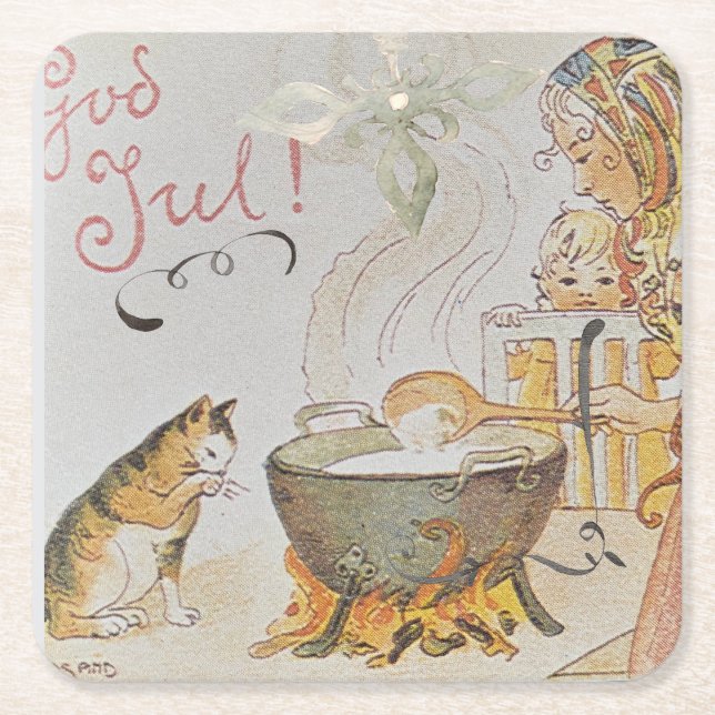 A charming Scandinavian winter scene  Tack Kort Rechteckiger Pappuntersetzer (Vorderseite)