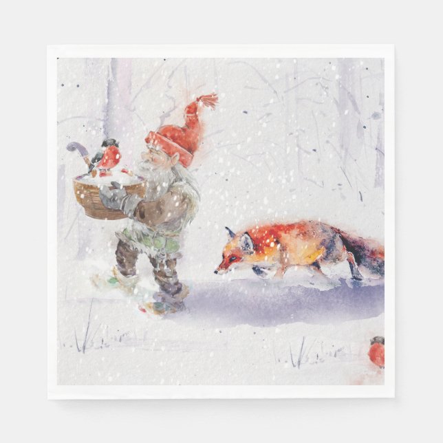 A charming Scandinavian winter scene  Tack Kort Serviette (Vorderseite)