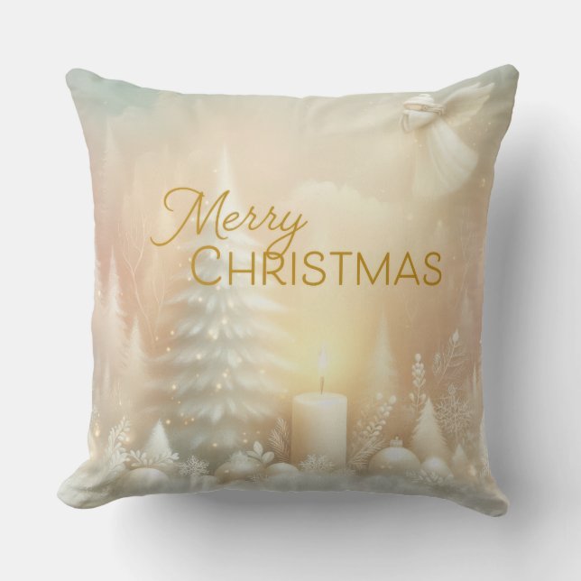 A Christmas Angel Fantasy Snowy Landscape Kissen (Vorderseite)