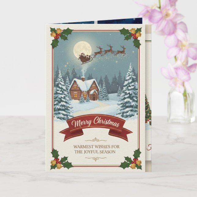 A Christmas card with snowy scenes, festive text,  Karte (Orchidee)