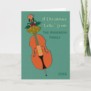 A Christmas Cello Add Name and Date Traditional Feiertagskarte