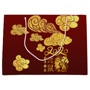 A Clouds Rat Papier-geschnitten Chinesisch Neujahr Große Geschenktüte