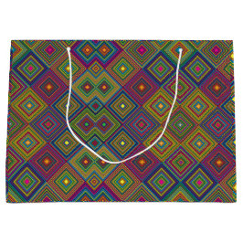 A colorful gift bag with a vibrant geometric  große geschenktüte