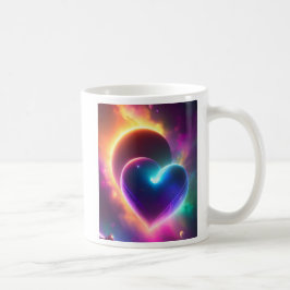 A colourful romantic heart in space. AI Kaffeetasse