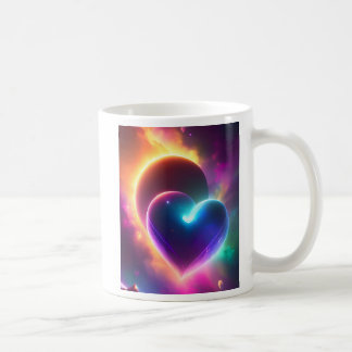 A colourful romantic heart in space. AI  Kaffeetasse