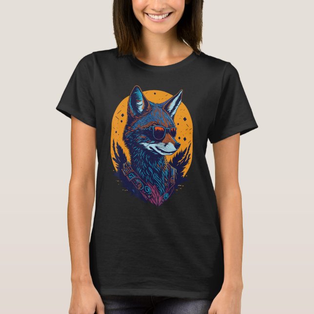 A Cool Canine in Shades Retro Graphic  Cute Coyott T-Shirt (Vorderseite)