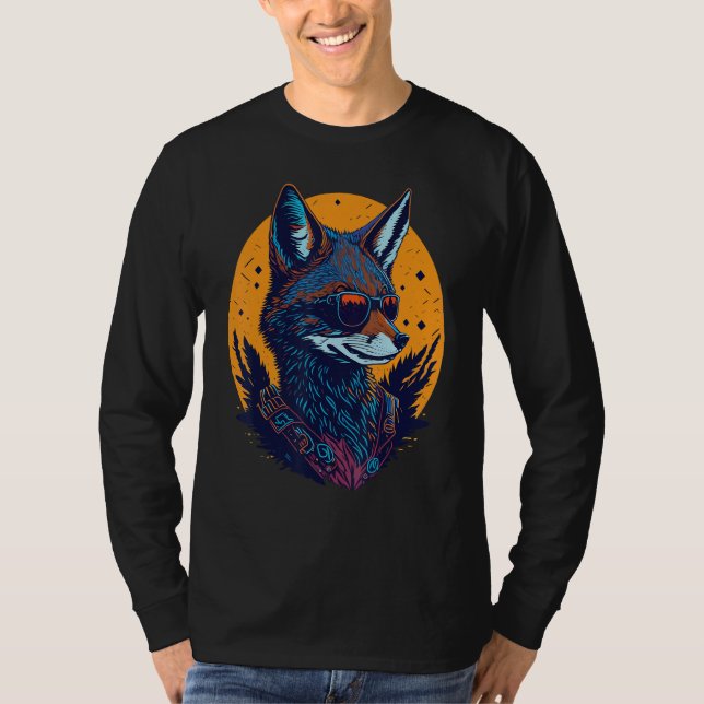 A Cool Canine in Shades Retro Graphic  Cute Coyott T-Shirt (Vorderseite)