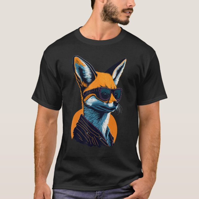 A Cool Canine in Shades Retro Graphic  Cute Fennec T-Shirt (Vorderseite)