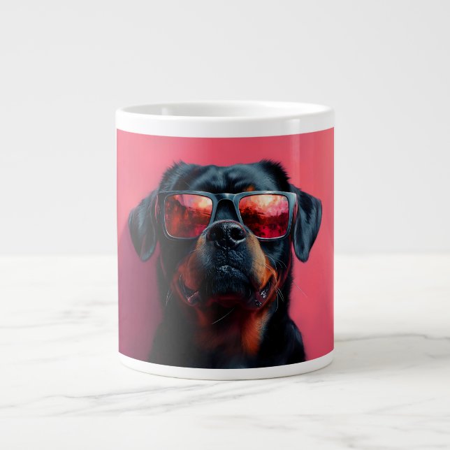 A cool rottweiler with sunglasses Jumbo-Tasse (Vorderseite)