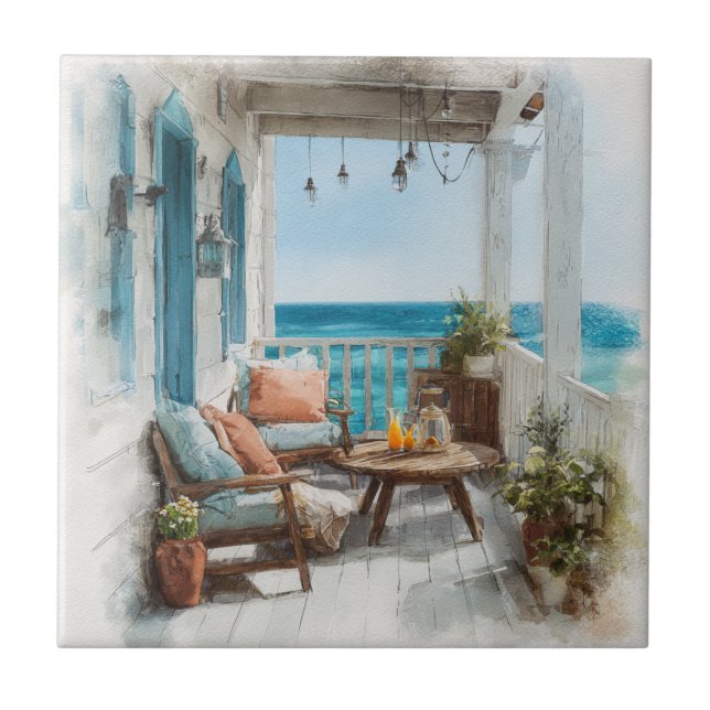 A Cosy Seaside Balcony Fliese (Vorderseite)