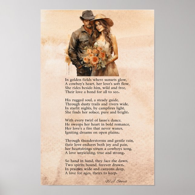 A Cowboy’s Heart – Romantic Western Poem Poster (Vorne)