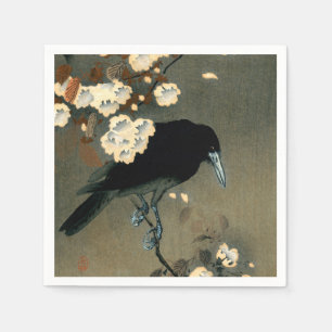 A Crow and Blossom von Ohara Koson Vintag Serviette