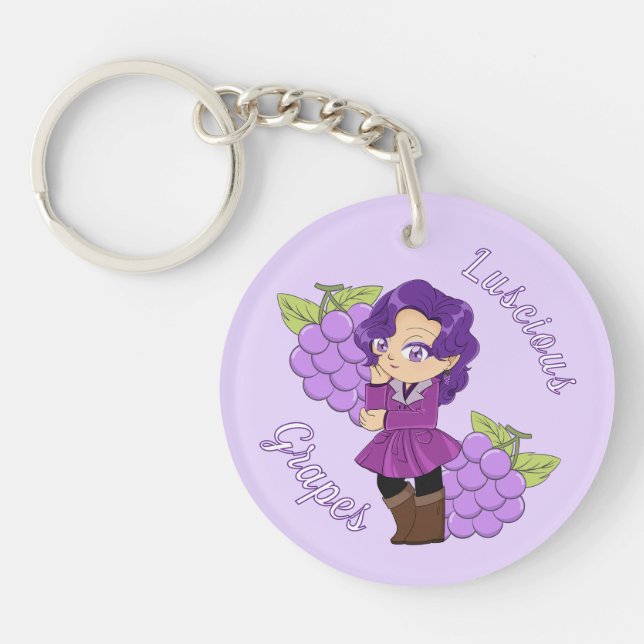 A Customize Key Chain with Cute Grape Chibi Schlüsselanhänger (Vorderseite)