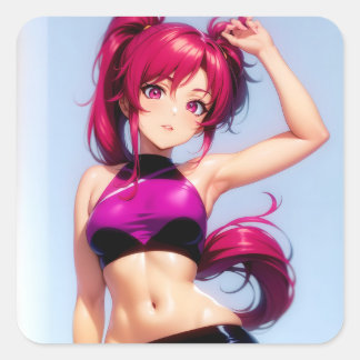 A cute anime girl quadratischer aufkleber