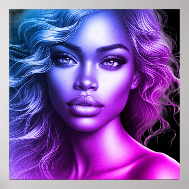 A Cute Blue and Purple Woman on a Wall Poster (Vorne)