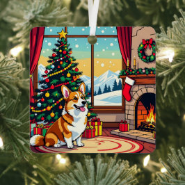 A Cute Festive Corgi Christmas Ornament Aus Metall