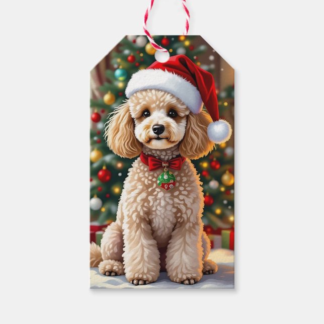A Cute Festive Poodle Christmas   Geschenkanhänger (Vorderseite)