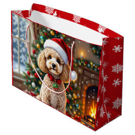 A Cute Festive Poodle Christmas Große Geschenktüte