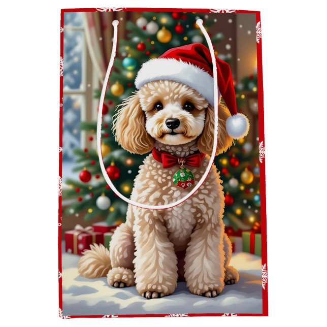 A Cute Festive Poodle Christmas   Mittlere Geschenktüte (Vorderseite)