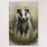 A Cute Forest Badger Puzzle<br><div class="desc">A badger in a forest of flowers</div>