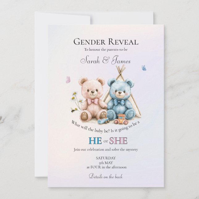 A Cute Gender Reveal Party Invitation Einladung (Vorderseite)