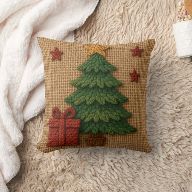 A cute knit tree gift kissen (Decke)