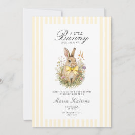 A cute little Floral Bunny Yellow Bow Baby Shower  Einladung