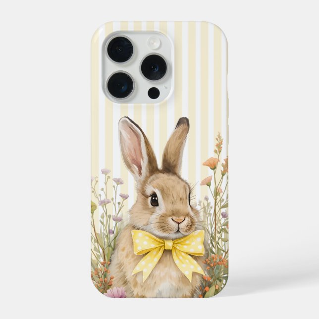 A cute little Floral Bunny Yellow Bow Baby Shower  iPhone Hülle (Rückseite)