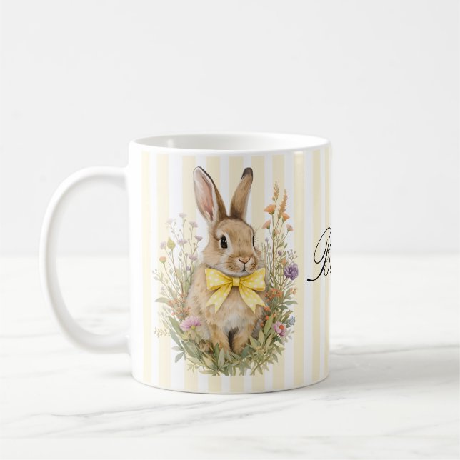 A cute little Floral Bunny Yellow Bow Baby Shower  Kaffeetasse (Links)