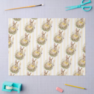 A cute little Floral Bunny Yellow Bow Baby Shower Seidenpapier